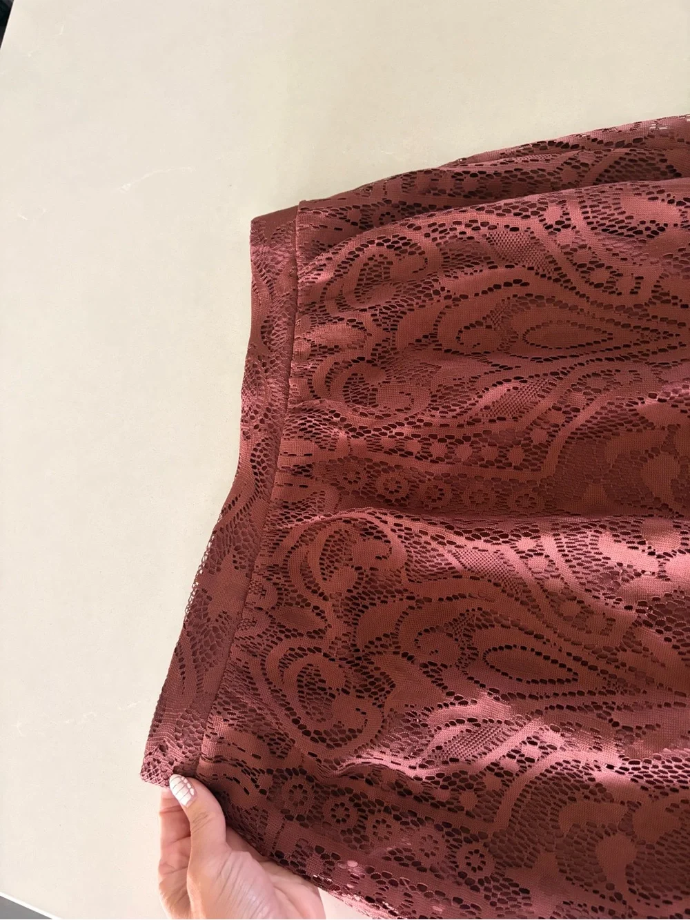 Fringed Laser-Cut Maxi Skirt in Brown